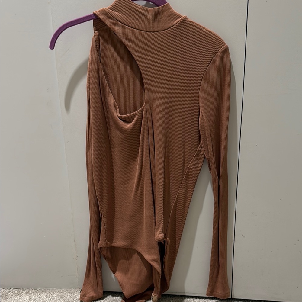 REVOLVE Brown Asymmetrical Cut Out Bodysuit